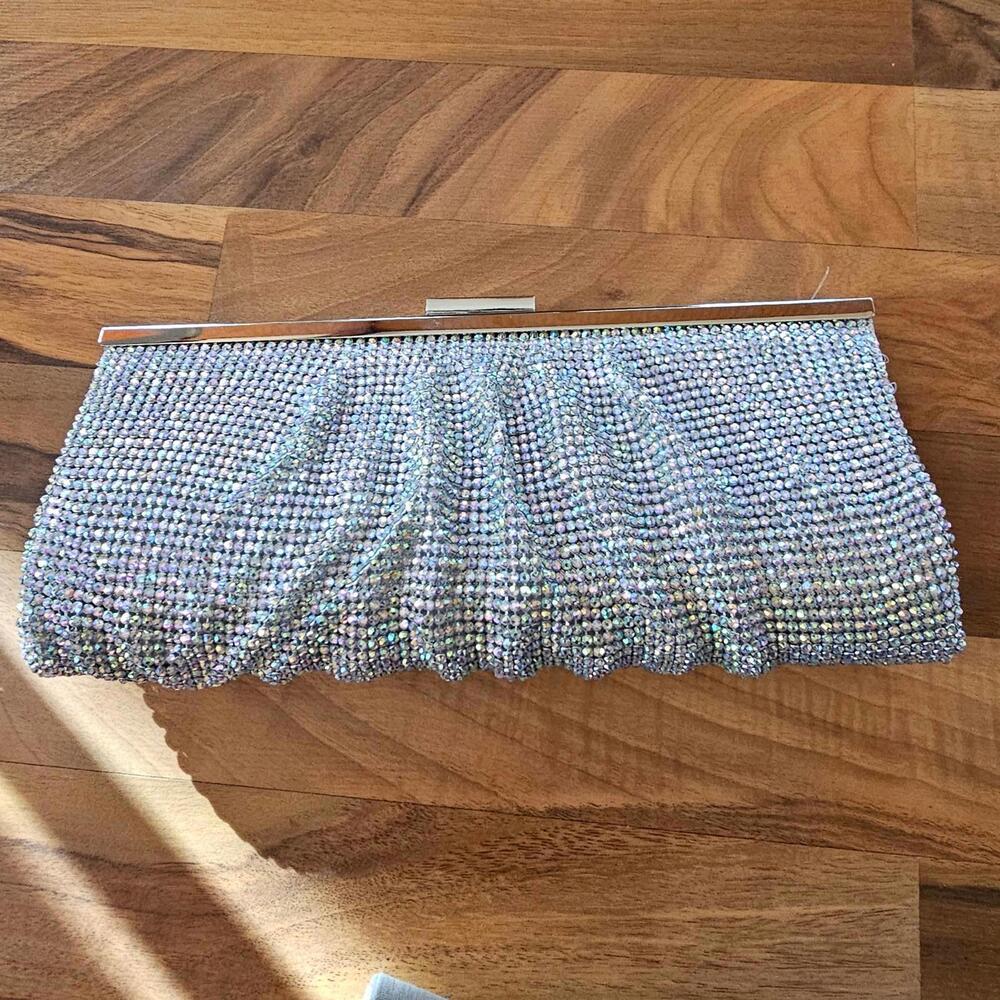 Silver Rhinestone Embellished Evening‎ Clutch Bag